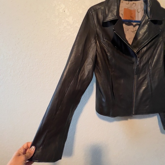 VINTAGE EMU Merino Wool Genuine Sheepskin Leather Moto Jacket โ Size Medium - Picture 3 of 11